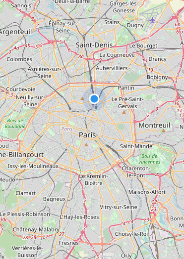 Carte de la France avec Paris 18 indiqué